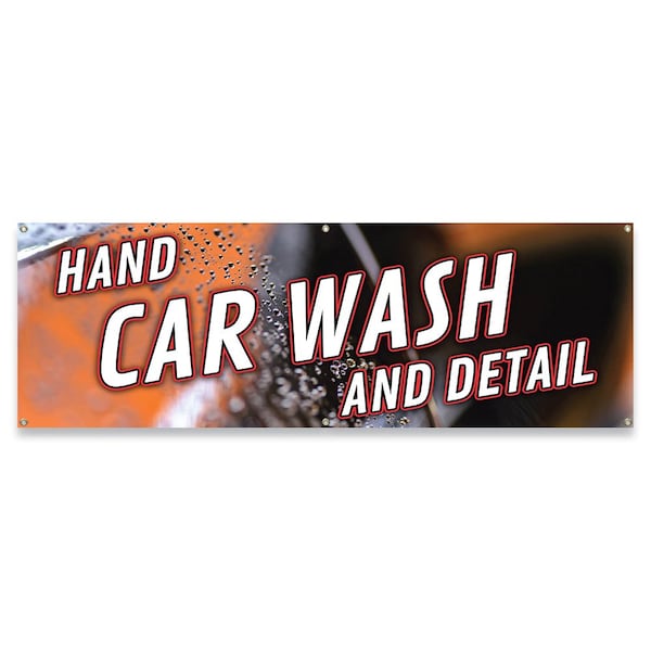 Signmission Hand Car Wash and Detail Banner Concession Stand Food Truck Single Sided B-72-30079 - main